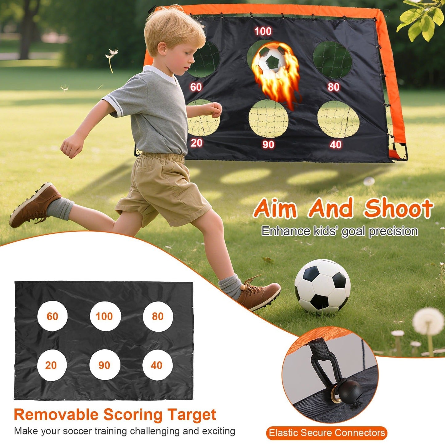 Kids Portable Soccer Goal Set with Training Accessories