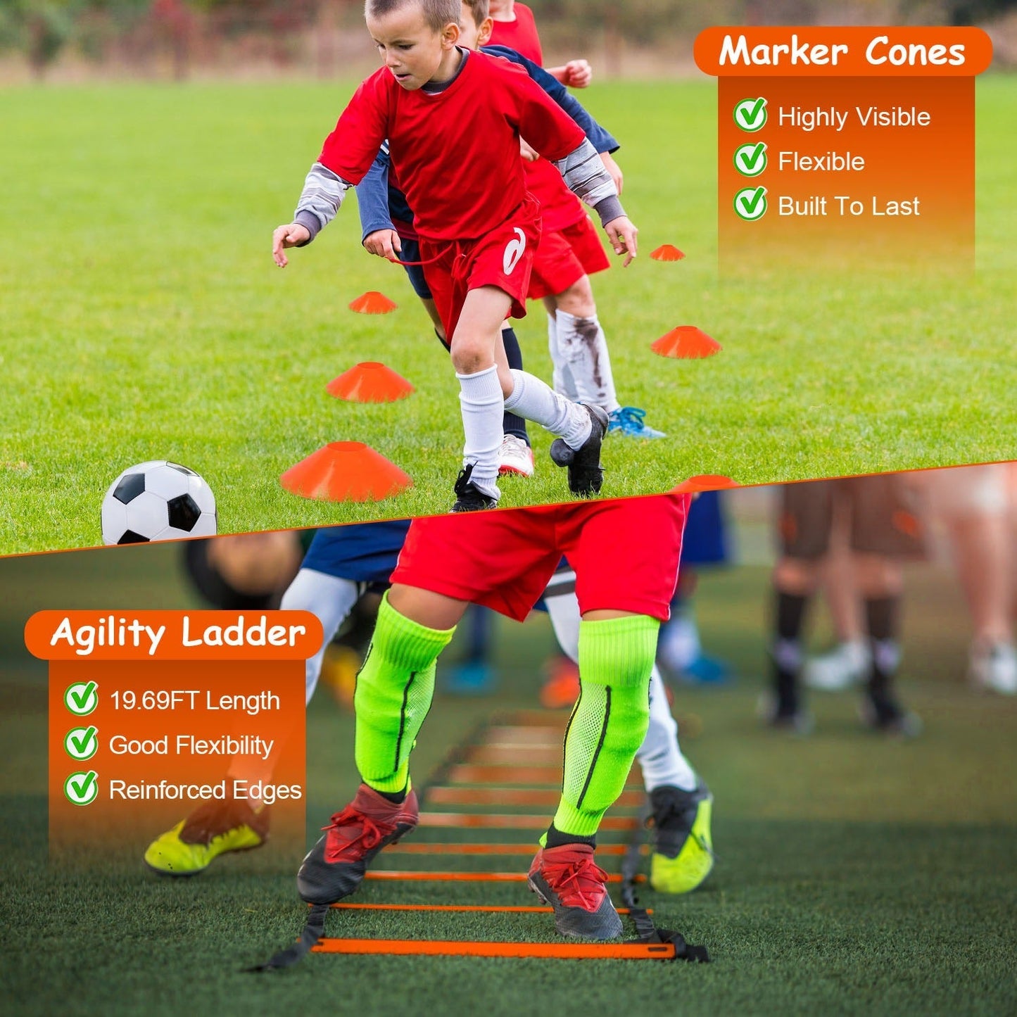 Kids Portable Soccer Goal Set with Training Accessories