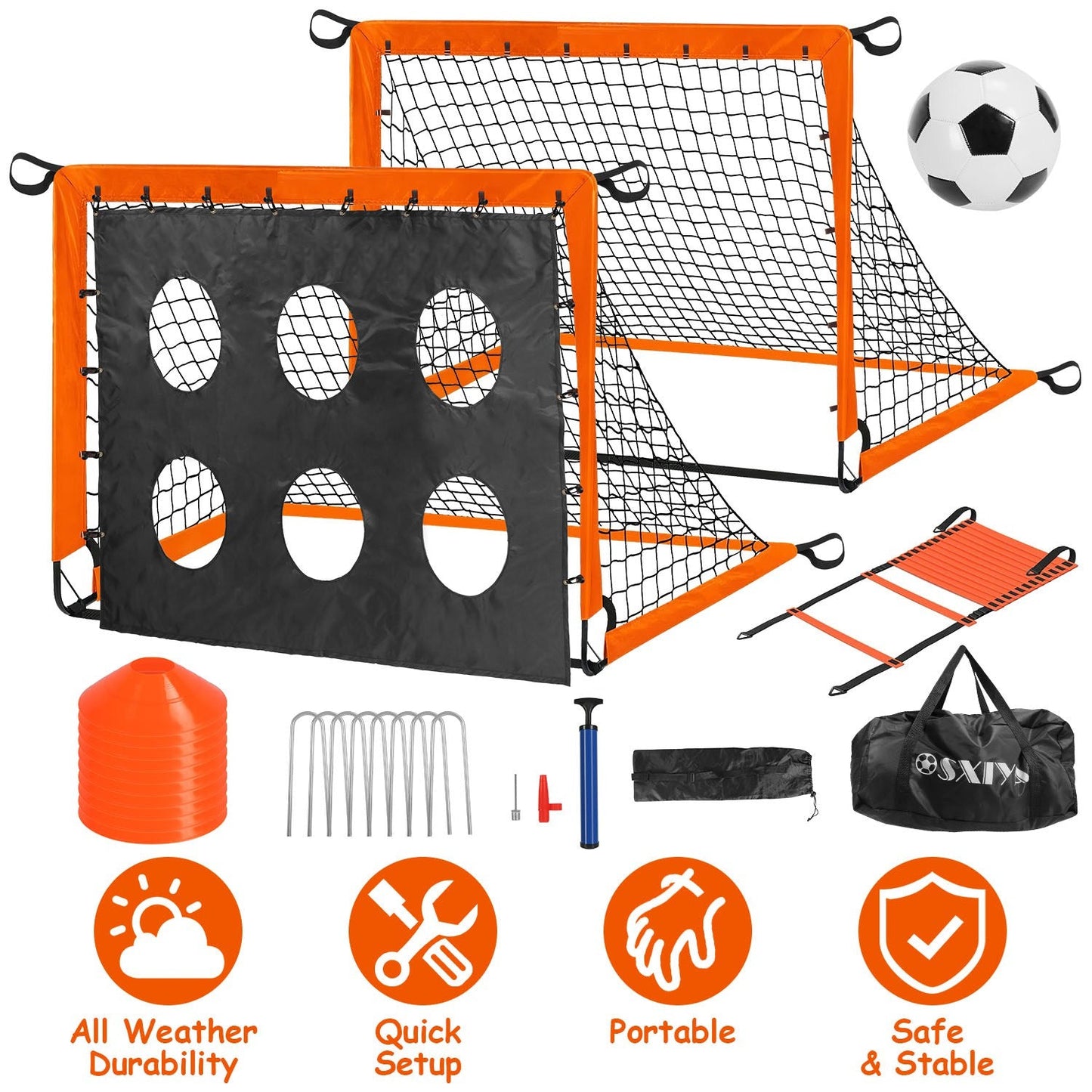 Kids Portable Soccer Goal Set with Training Accessories