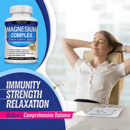Magnesium Complex 1000mg 8-in-1 – Bone, Muscle & Energy Support Capsules (90ct)