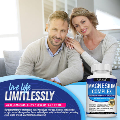Magnesium Complex 1000mg 8-in-1 – Bone, Muscle & Energy Support Capsules (90ct)