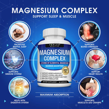 Magnesium Complex 1000mg 8-in-1 – Bone, Muscle & Energy Support Capsules (90ct)