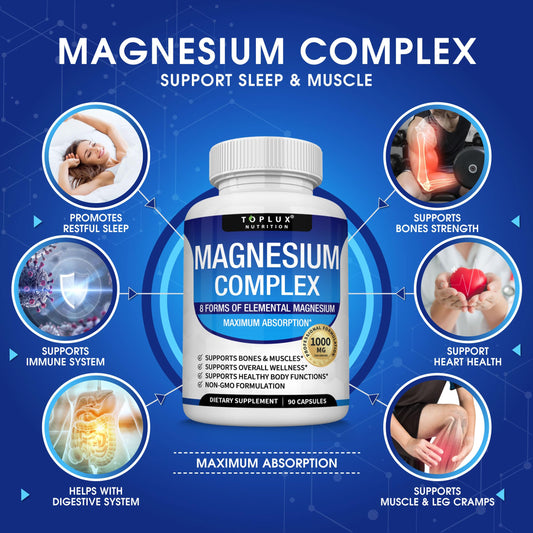Magnesium Complex 1000mg 8-in-1 – Bone, Muscle & Energy Support Capsules (90ct)