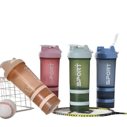 450ml Three-Layer Plastic Protein Shaker Bottle