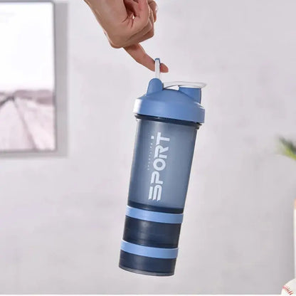450ml Three-Layer Plastic Protein Shaker Bottle