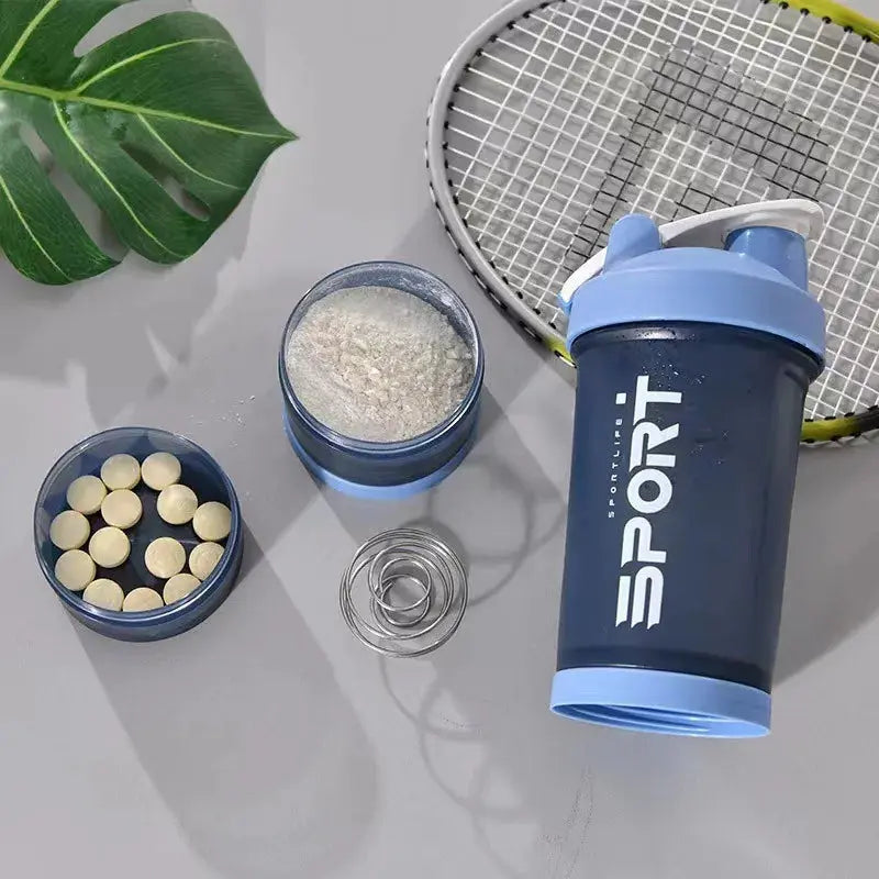 450ml Three-Layer Plastic Protein Shaker Bottle