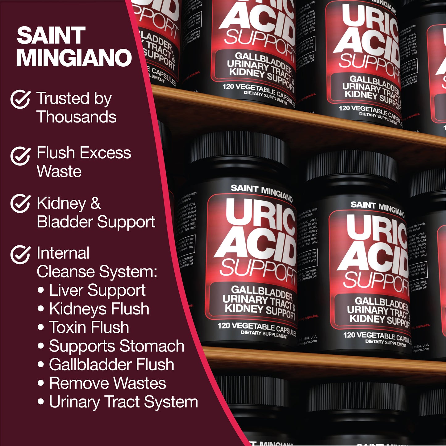Uric Acid Support Capsules 120ct – Kidney Cleanse & Urinary Health Formula