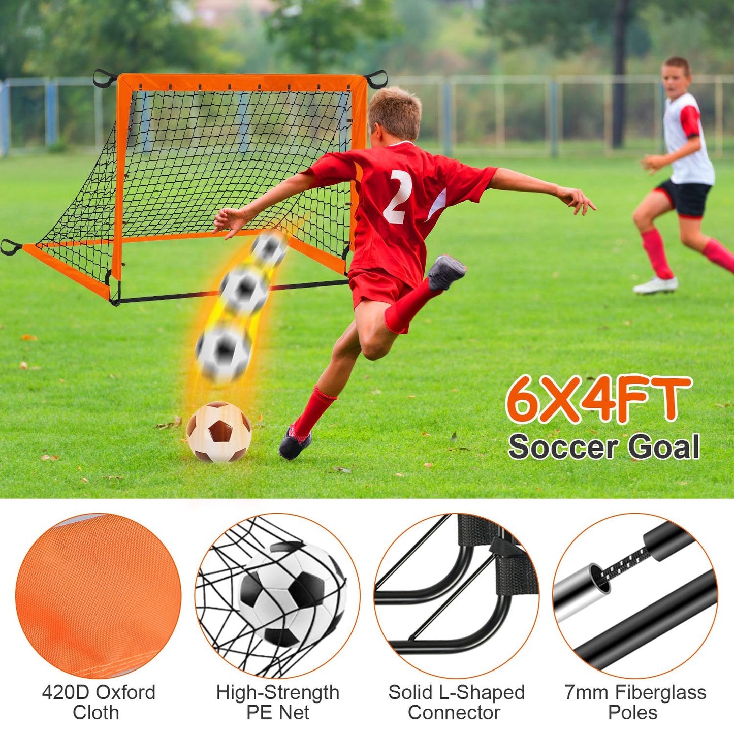 Kids Portable Soccer Goal Set with Training Accessories