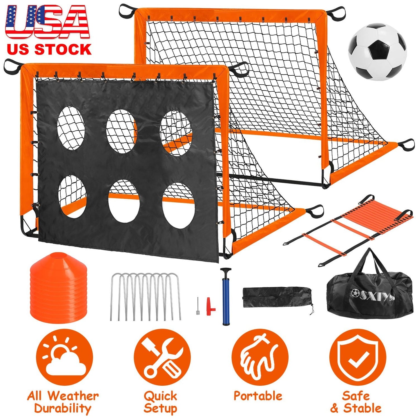Kids Portable Soccer Goal Set with Training Accessories